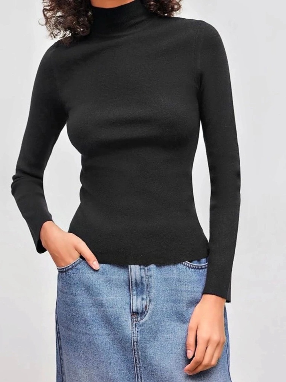 NWT Cider Black Mock Neck Long Sleeve Top Size XS